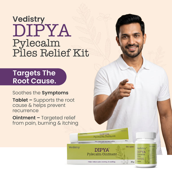 Dipya Pylecalm Complete Piles Relief Kit — Tablets + Ointment | Internal & External Ayurvedic Care