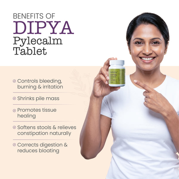 Dipya Pylecalm Tablets for Piles Relief, Bleeding, Burning, Swelling & Constipation Support